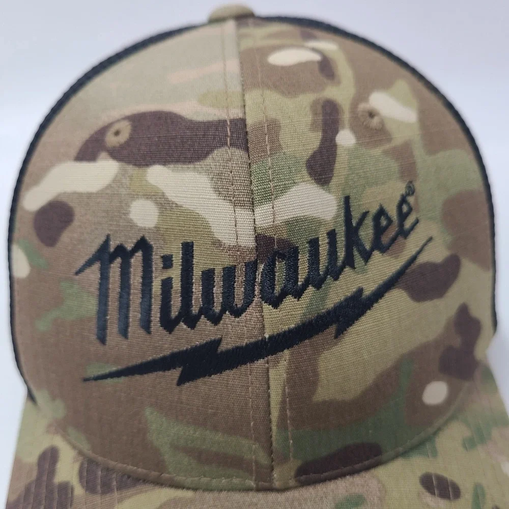 Milwaukee Tools Hat Snapback Trucker Mesh Camo Green Brown Black Casual Logo Men